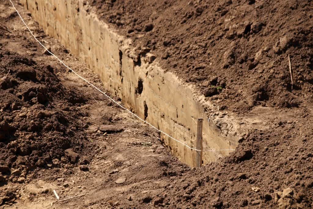 Close-up of a site cut in preparation for building a home